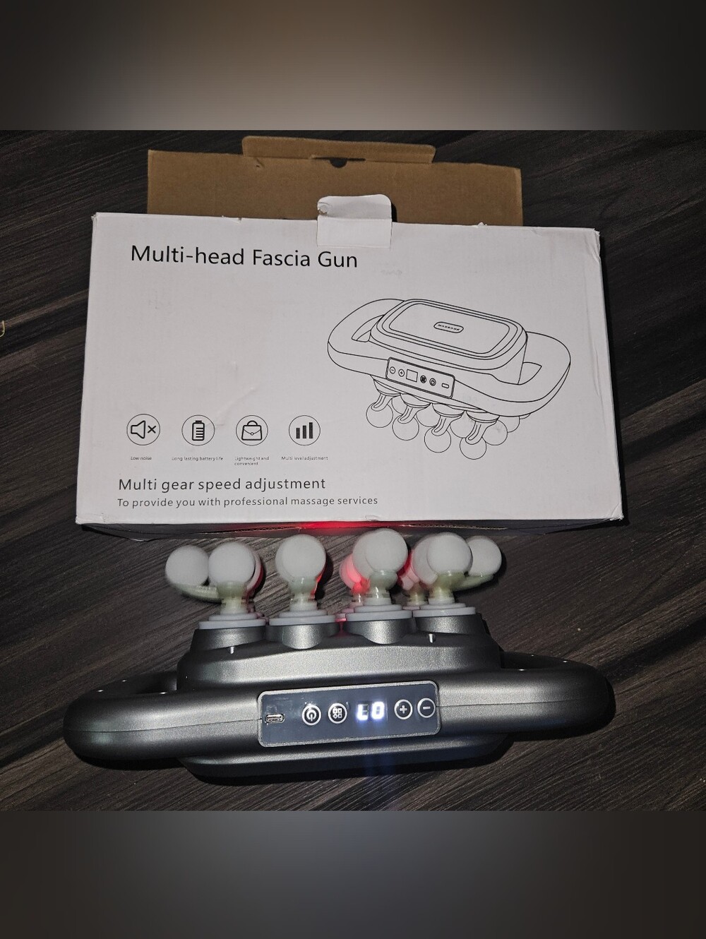 Multi-head Fascia Gun Massage Device - Gray